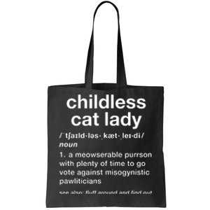 Childless Cat Lady Funny Dictionary Definition Tote Bag