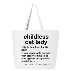 Childless Cat Lady Funny Dictionary Definition 25L Jumbo Tote