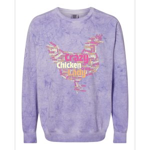 Crazy Chicken Lady Typography Chickens Farm Animal Lover Colorblast Crewneck Sweatshirt