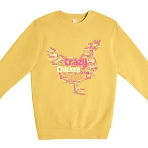 Crazy Chicken Lady Typography Chickens Farm Animal Lover Premium Crewneck Sweatshirt