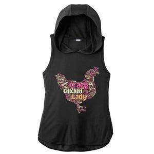 Crazy Chicken Lady Typography Chickens Farm Animal Lover Ladies PosiCharge Tri-Blend Wicking Draft Hoodie Tank