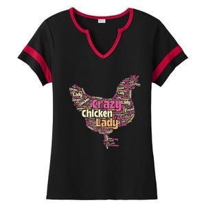 Crazy Chicken Lady Typography Chickens Farm Animal Lover Ladies Halftime Notch Neck Tee