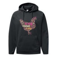 Crazy Chicken Lady Typography Chickens Farm Animal Lover Performance Fleece Hoodie