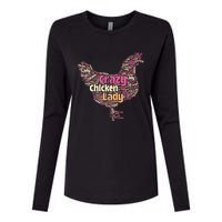 Crazy Chicken Lady Typography Chickens Farm Animal Lover Womens Cotton Relaxed Long Sleeve T-Shirt