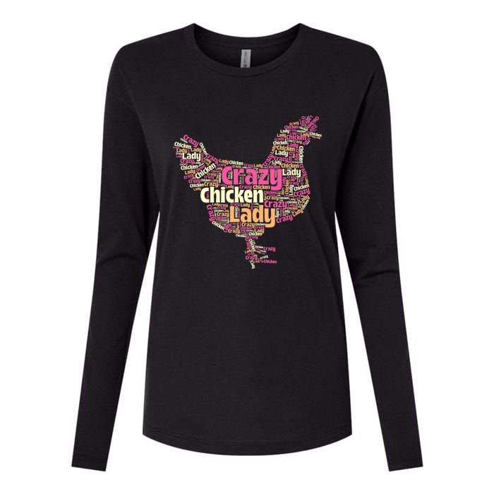 Crazy Chicken Lady Typography Chickens Farm Animal Lover Womens Cotton Relaxed Long Sleeve T-Shirt