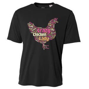 Crazy Chicken Lady Typography Chickens Farm Animal Lover Cooling Performance Crew T-Shirt