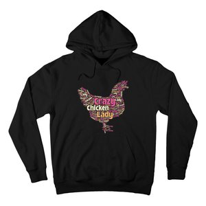 Crazy Chicken Lady Typography Chickens Farm Animal Lover Hoodie