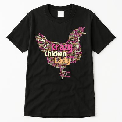 Crazy Chicken Lady Typography Chickens Farm Animal Lover Tall T-Shirt