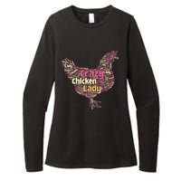 Crazy Chicken Lady Typography Chickens Farm Animal Lover Womens CVC Long Sleeve Shirt