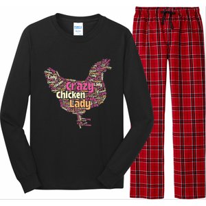 Crazy Chicken Lady Typography Chickens Farm Animal Lover Long Sleeve Pajama Set