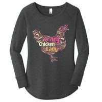 Crazy Chicken Lady Typography Chickens Farm Animal Lover Women's Perfect Tri Tunic Long Sleeve Shirt