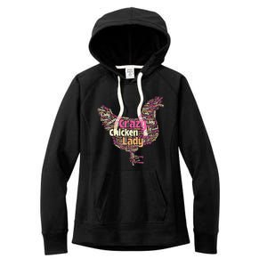 Crazy Chicken Lady Typography Chickens Farm Animal Lover Women's Fleece Hoodie