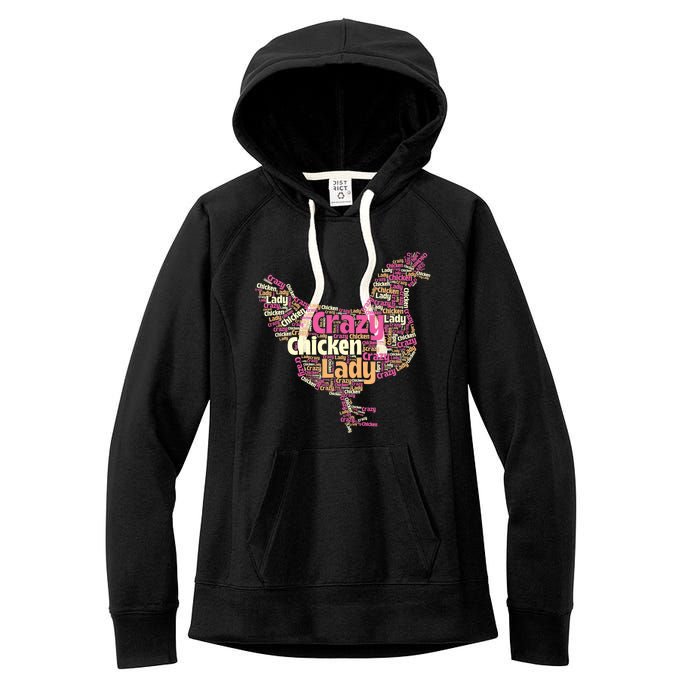 Crazy Chicken Lady Typography Chickens Farm Animal Lover Women's Fleece Hoodie