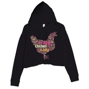 Crazy Chicken Lady Typography Chickens Farm Animal Lover Crop Fleece Hoodie