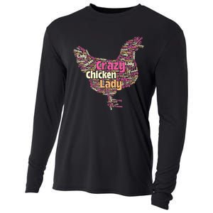 Crazy Chicken Lady Typography Chickens Farm Animal Lover Cooling Performance Long Sleeve Crew