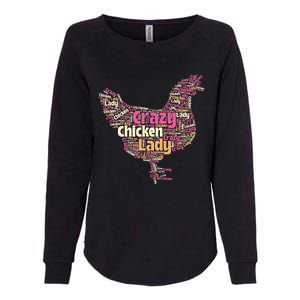 Crazy Chicken Lady Typography Chickens Farm Animal Lover Womens California Wash Sweatshirt