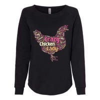 Crazy Chicken Lady Typography Chickens Farm Animal Lover Womens California Wash Sweatshirt