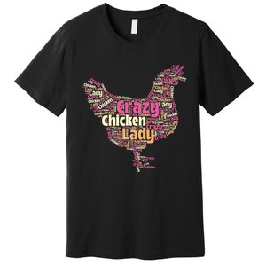 Crazy Chicken Lady Typography Chickens Farm Animal Lover Premium T-Shirt