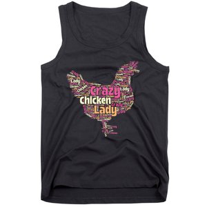 Crazy Chicken Lady Typography Chickens Farm Animal Lover Tank Top