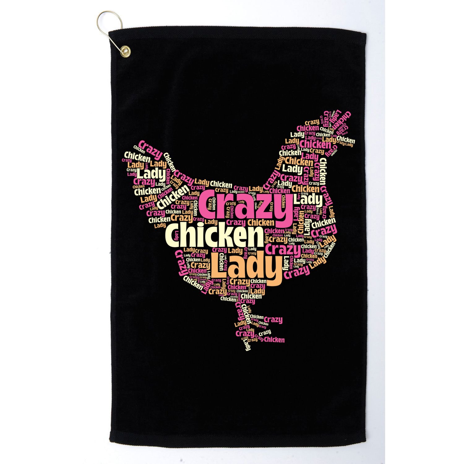 Crazy Chicken Lady Typography Chickens Farm Animal Lover Golf Towel