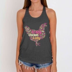 Crazy Chicken Lady Typography Chickens Farm Animal Lover Women's Knotted Racerback Tank