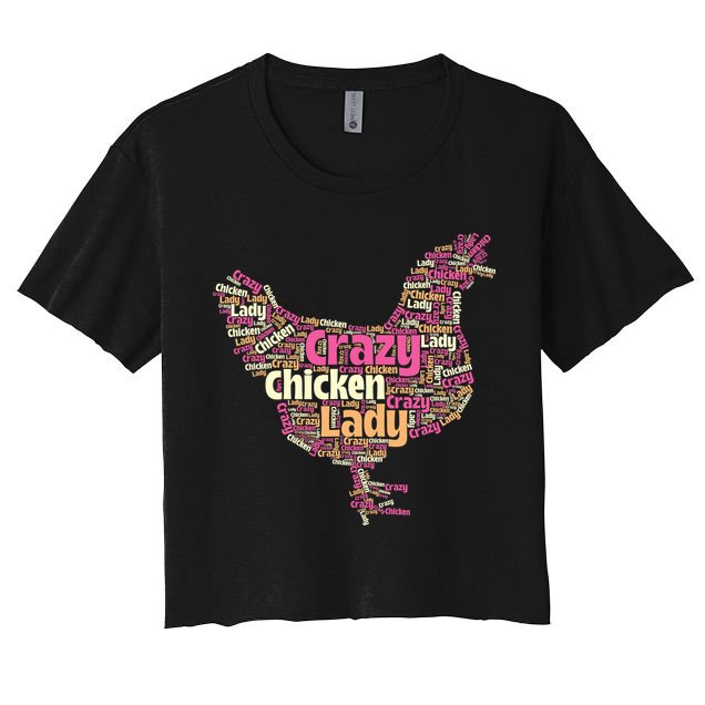 Crazy Chicken Lady Typography Chickens Farm Animal Lover Crop Top