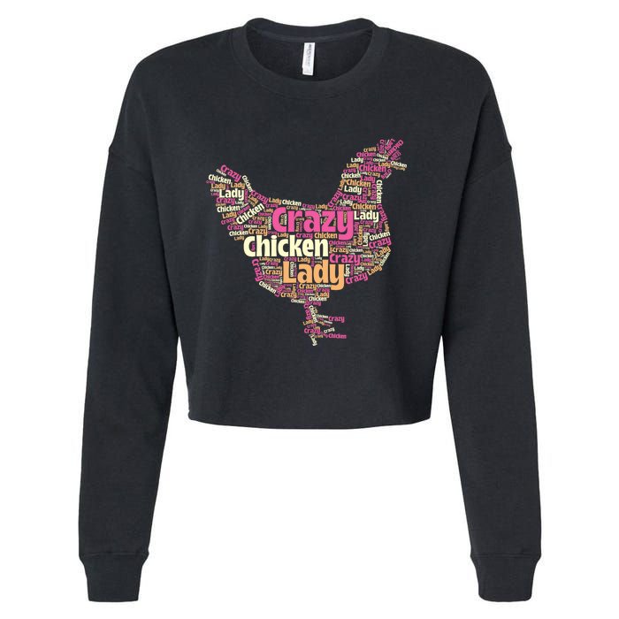 Crazy Chicken Lady Typography Chickens Farm Animal Lover Cropped Pullover Crew