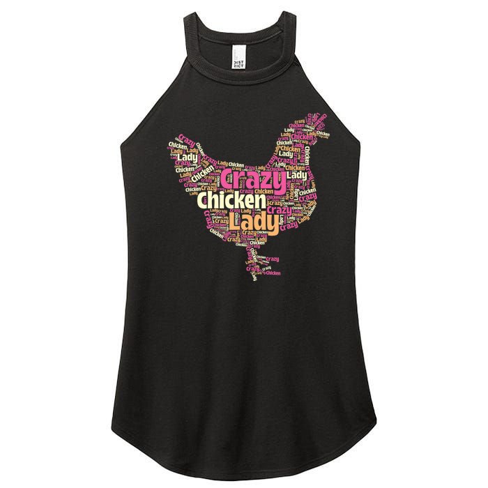 Crazy Chicken Lady Typography Chickens Farm Animal Lover Women's Perfect Tri Rocker Tank