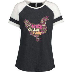 Crazy Chicken Lady Typography Chickens Farm Animal Lover Enza Ladies Jersey Colorblock Tee