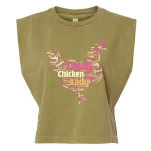 Crazy Chicken Lady Typography Chickens Farm Animal Lover Garment-Dyed Women's Muscle Tee