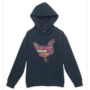 Crazy Chicken Lady Typography Chickens Farm Animal Lover Urban Pullover Hoodie