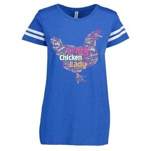 Crazy Chicken Lady Typography Chickens Farm Animal Lover Enza Ladies Jersey Football T-Shirt