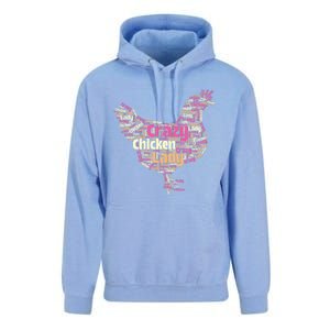 Crazy Chicken Lady Typography Chickens Farm Animal Lover Unisex Surf Hoodie