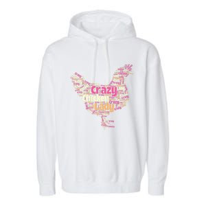 Crazy Chicken Lady Typography Chickens Farm Animal Lover Garment-Dyed Fleece Hoodie