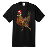 Chicken Christmas Lights Santa Hat Funny Chicken Lover Xmas Tall T-Shirt