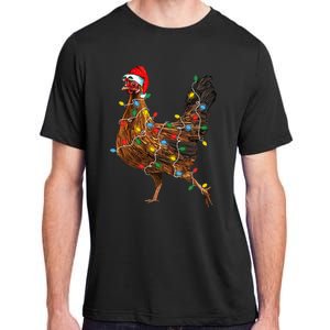 Chicken Christmas Lights Santa Hat Funny Chicken Lover Xmas Adult ChromaSoft Performance T-Shirt