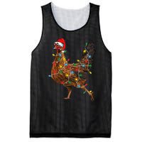 Chicken Christmas Lights Santa Hat Funny Chicken Lover Xmas Mesh Reversible Basketball Jersey Tank