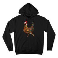 Chicken Christmas Lights Santa Hat Funny Chicken Lover Xmas Tall Hoodie