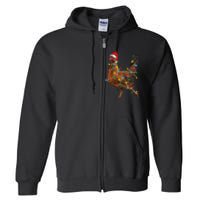 Chicken Christmas Lights Santa Hat Funny Chicken Lover Xmas Full Zip Hoodie