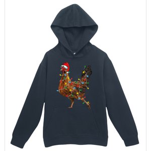 Chicken Christmas Lights Santa Hat Funny Chicken Lover Xmas Urban Pullover Hoodie