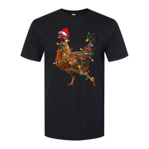 Chicken Christmas Lights Santa Hat Funny Chicken Lover Xmas Softstyle CVC T-Shirt