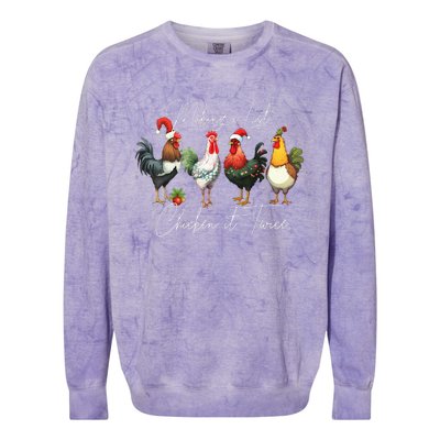 Christmas Chicken Lover Xmas Santa Hat Funny Farm Gift Colorblast Crewneck Sweatshirt