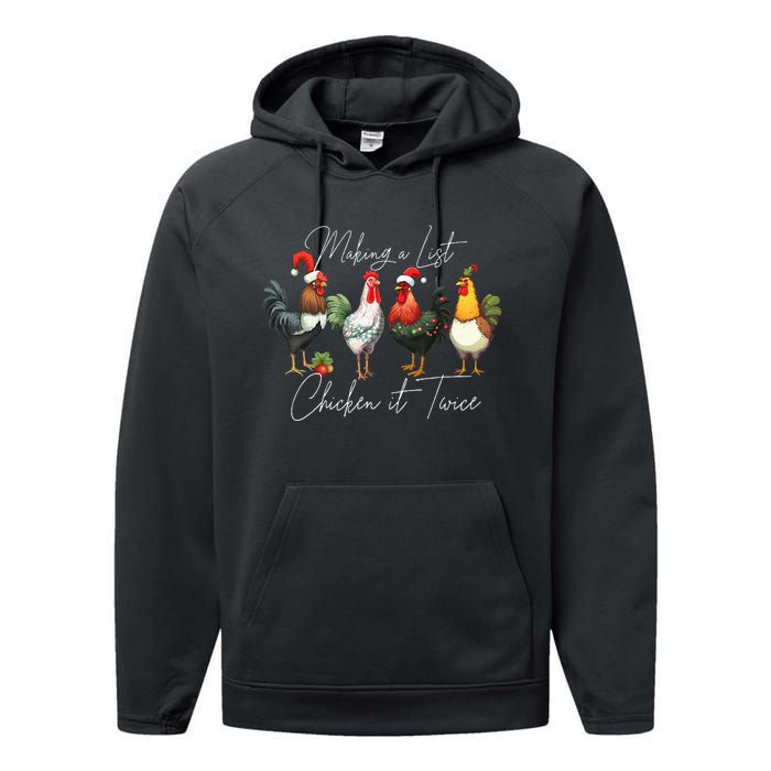 Christmas Chicken Lover Xmas Santa Hat Funny Farm Gift Performance Fleece Hoodie