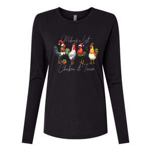 Christmas Chicken Lover Xmas Santa Hat Funny Farm Gift Womens Cotton Relaxed Long Sleeve T-Shirt