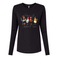 Christmas Chicken Lover Xmas Santa Hat Funny Farm Gift Womens Cotton Relaxed Long Sleeve T-Shirt