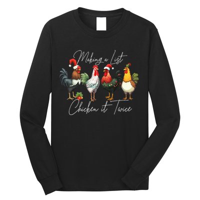 Christmas Chicken Lover Xmas Santa Hat Funny Farm Gift Long Sleeve Shirt