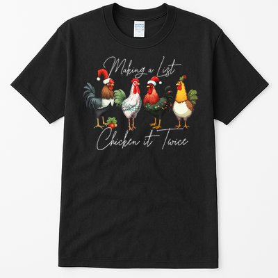 Christmas Chicken Lover Xmas Santa Hat Funny Farm Gift Tall T-Shirt