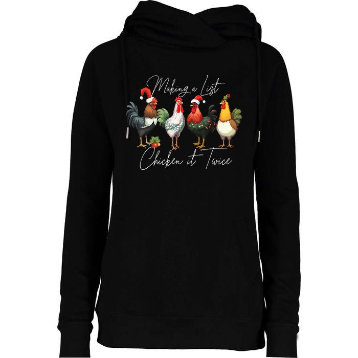 Christmas Chicken Lover Xmas Santa Hat Funny Farm Gift Womens Funnel Neck Pullover Hood