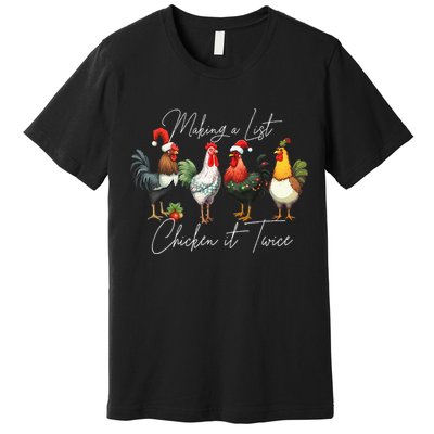 Christmas Chicken Lover Xmas Santa Hat Funny Farm Gift Premium T-Shirt