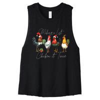 Christmas Chicken Lover Xmas Santa Hat Funny Farm Gift Women's Racerback Cropped Tank